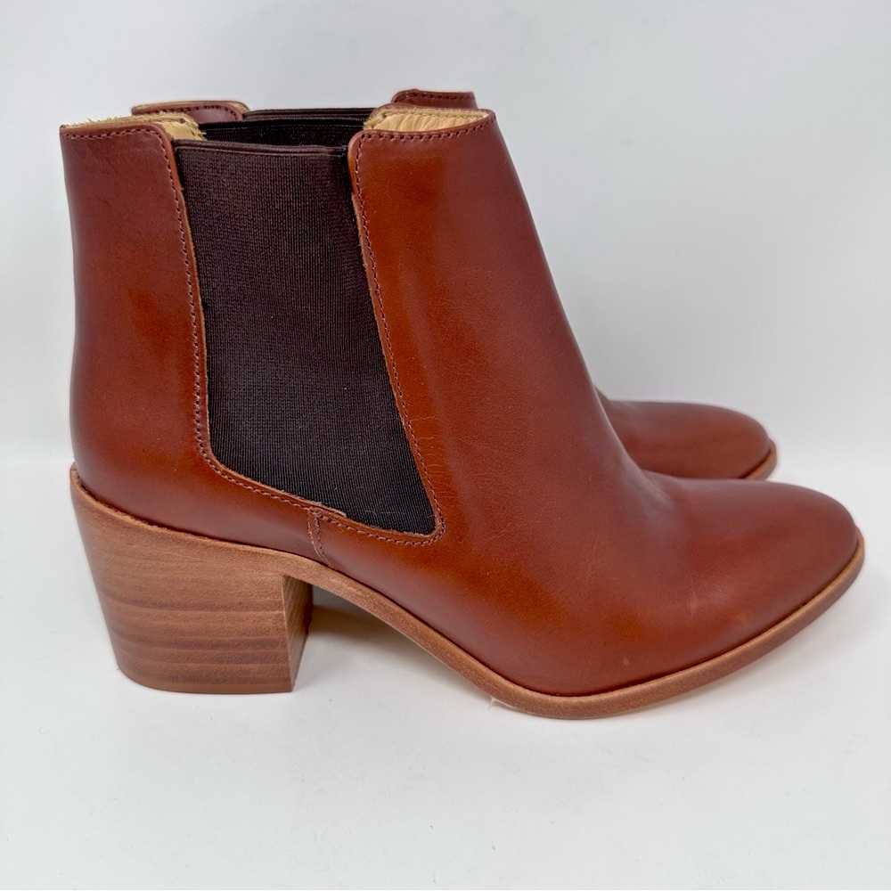 Nisolo Like New Ana Go-To Heeled Ankle Chelsea Boot Leather Auburn Brown Size 10